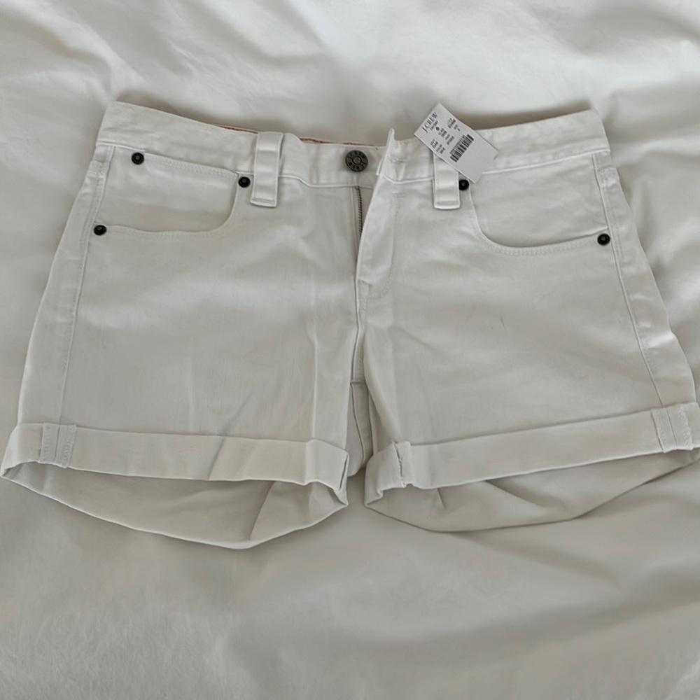 NWT J. Crew Factory White Denim Cuffed Shorts (size 4)